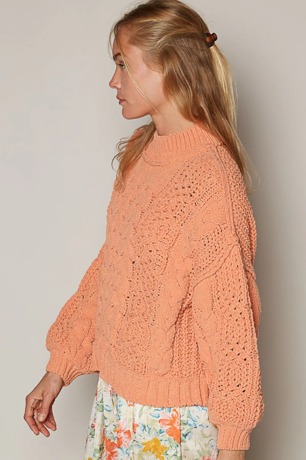 Theresa | Sweater with stand-up collar and cable knit - Image 3