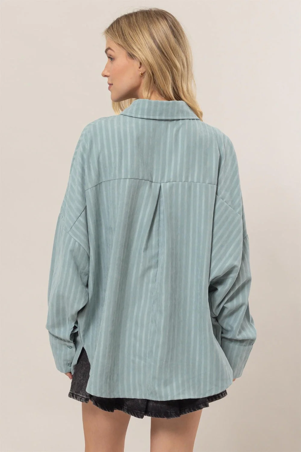 Therese | Striped long sleeve oversized button down shirt - Image 2
