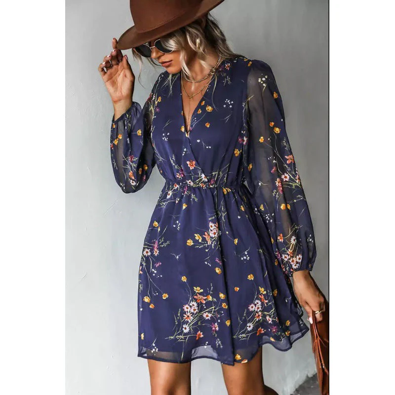 Trinidad® | Women'S Floral Print Mini Dress With Transparent Sleeves