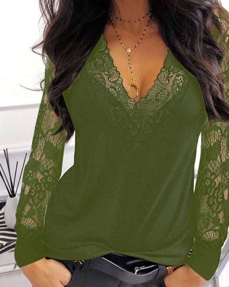 Trinity® | Lace Blouse With V-Neck And Long Sleeves - Image 4