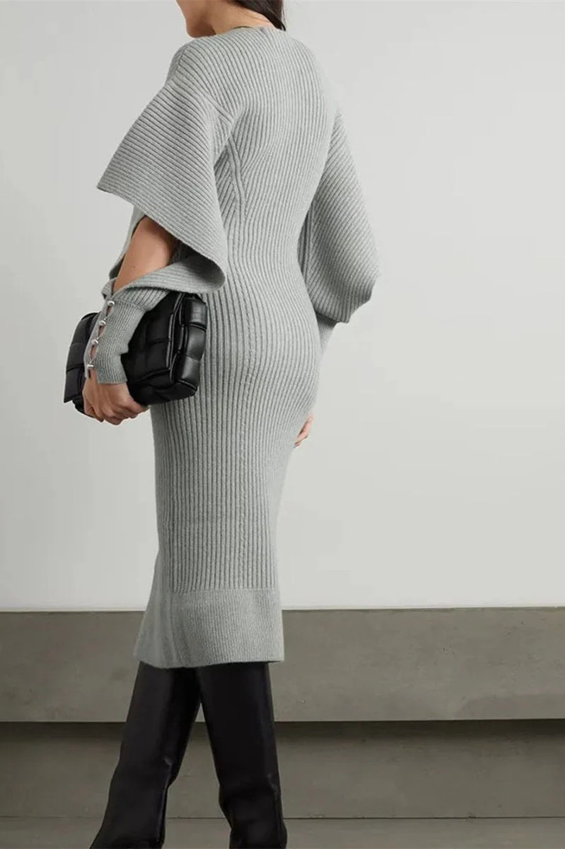 Úrsula® | Cut-Out Midi Knit Dress With Batwing Sleeves - Image 4