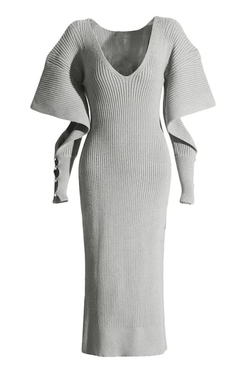 Úrsula® | Cut-Out Midi Knit Dress With Batwing Sleeves - Image 5