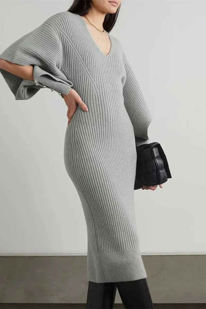 Úrsula® | Cut-Out Midi Knit Dress With Batwing Sleeves - Image 7