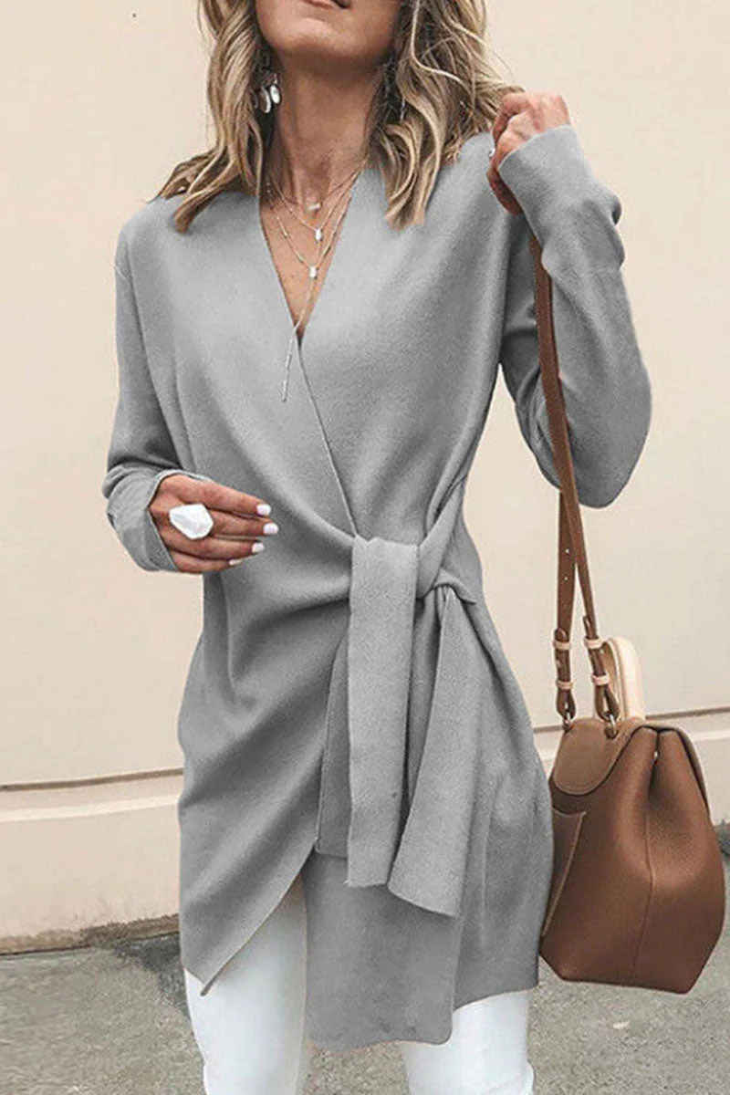 Ursula | Fashionable casual solid patchwork V-neck outerwear