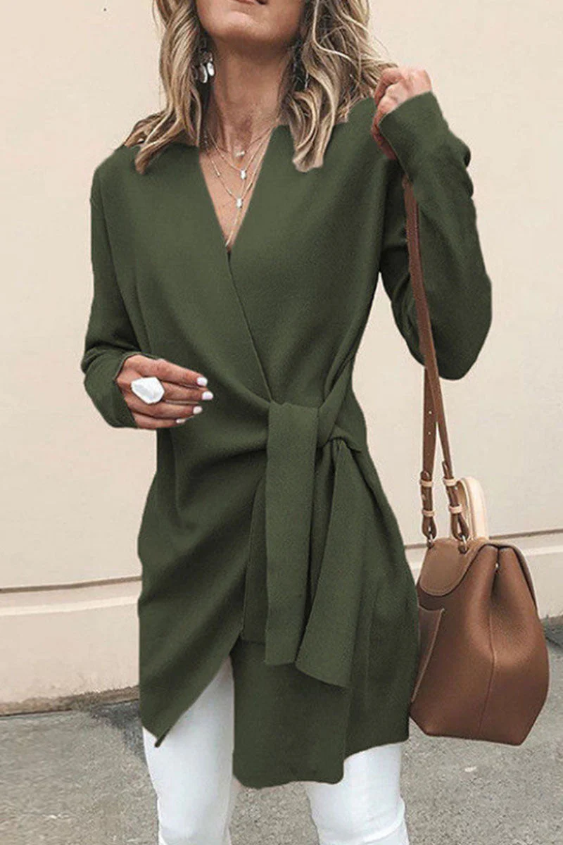 Ursula | Fashionable casual solid patchwork V-neck outerwear - Image 3