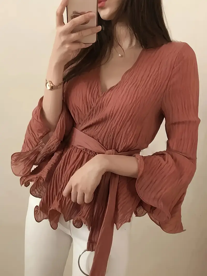 Valeria® | Elegant Cross-Over Blouse - Image 2