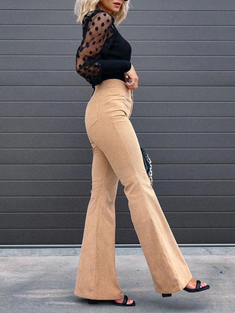 Valeria® | Flared corduroy trousers for women - Image 7