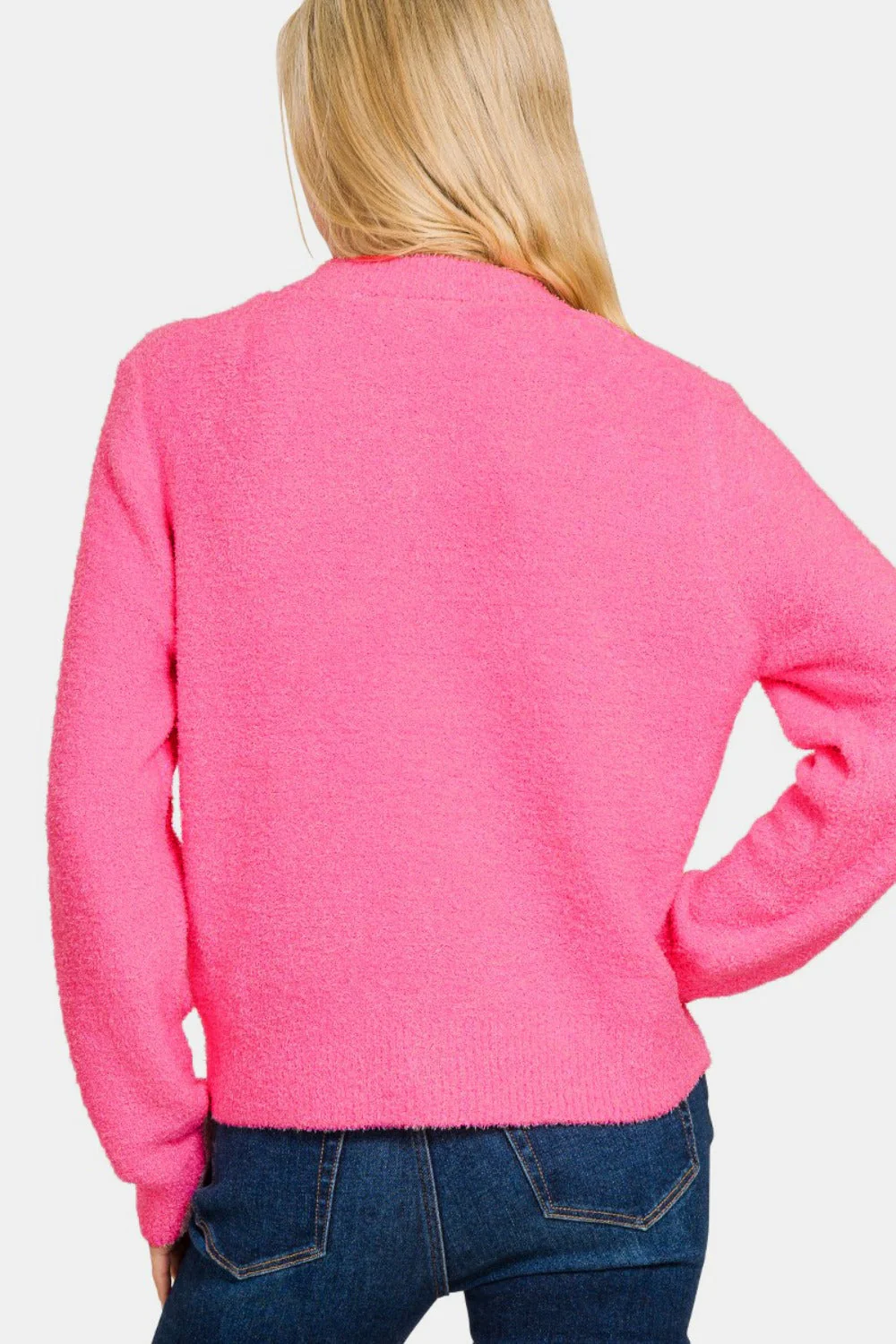 Valeria | Long sleeve pullover cardigan with button placket - Image 2