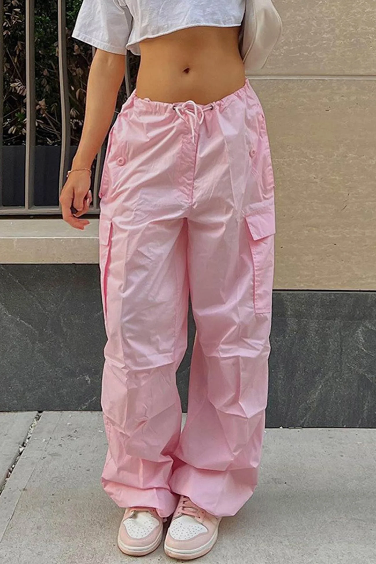 Valeria | Solid color high waist cargo pants