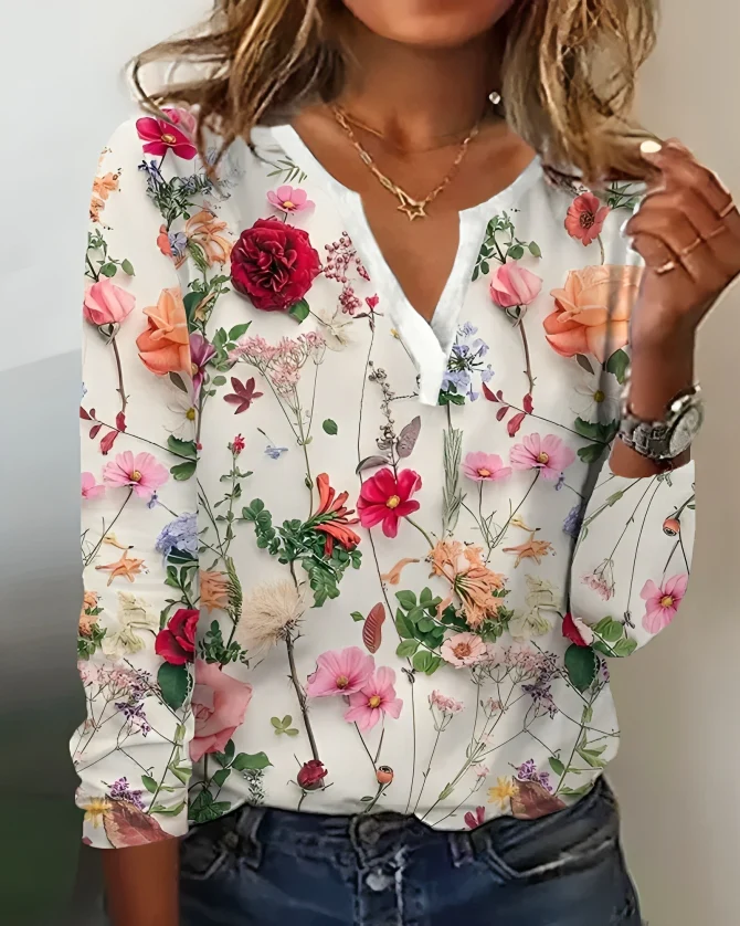 Valerie® | Cozy Floral Long Sleeve Blouse - Image 4