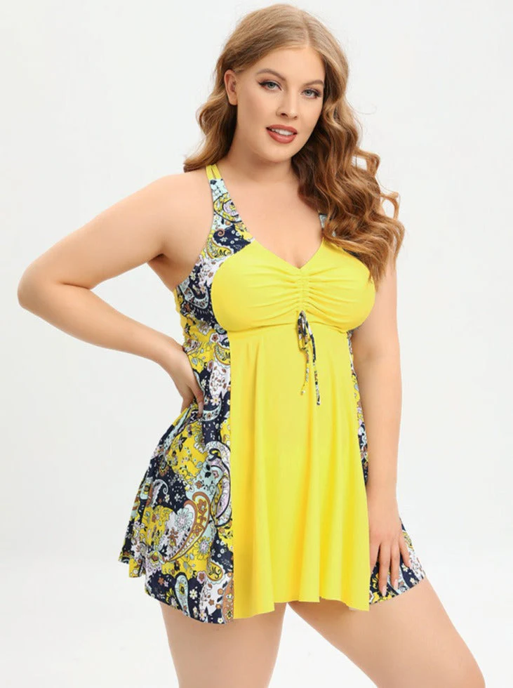 Valerie® | Plus Size V-Neck Swimsuit Dress With Cross Straps - Image 4
