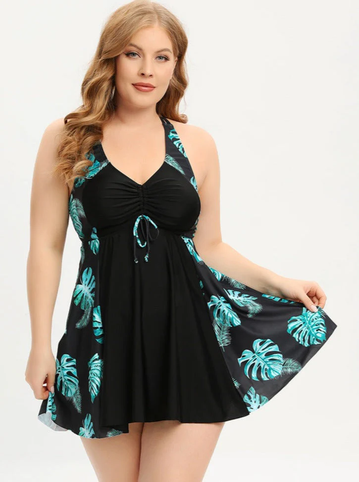 Valerie® | Plus Size V-Neck Swimsuit Dress With Cross Straps - Image 6