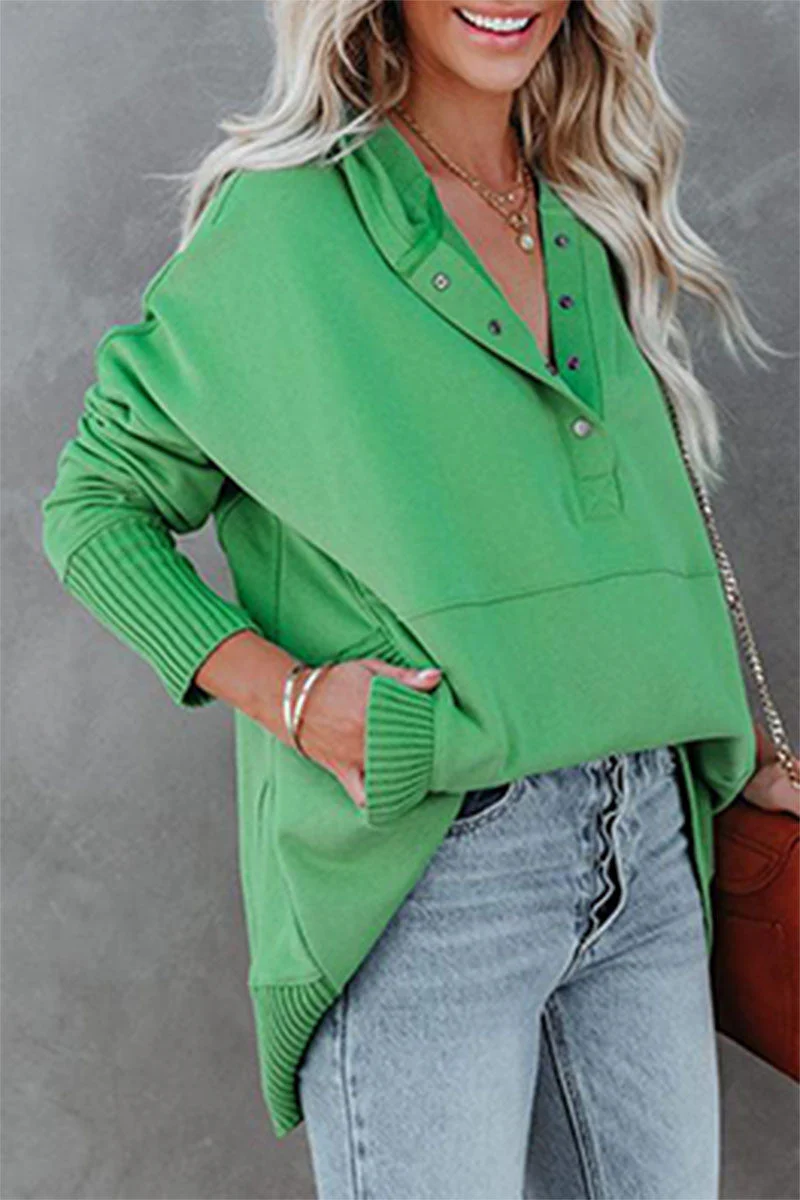 Vanesa | Casual solid tops with pocket buckle and hooded collar - Image 6