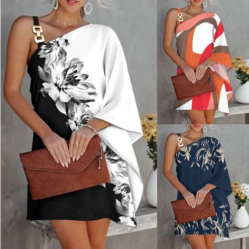 Vanesa® | Women'S Asymmetric One-Shoulder Dress With Floral Design