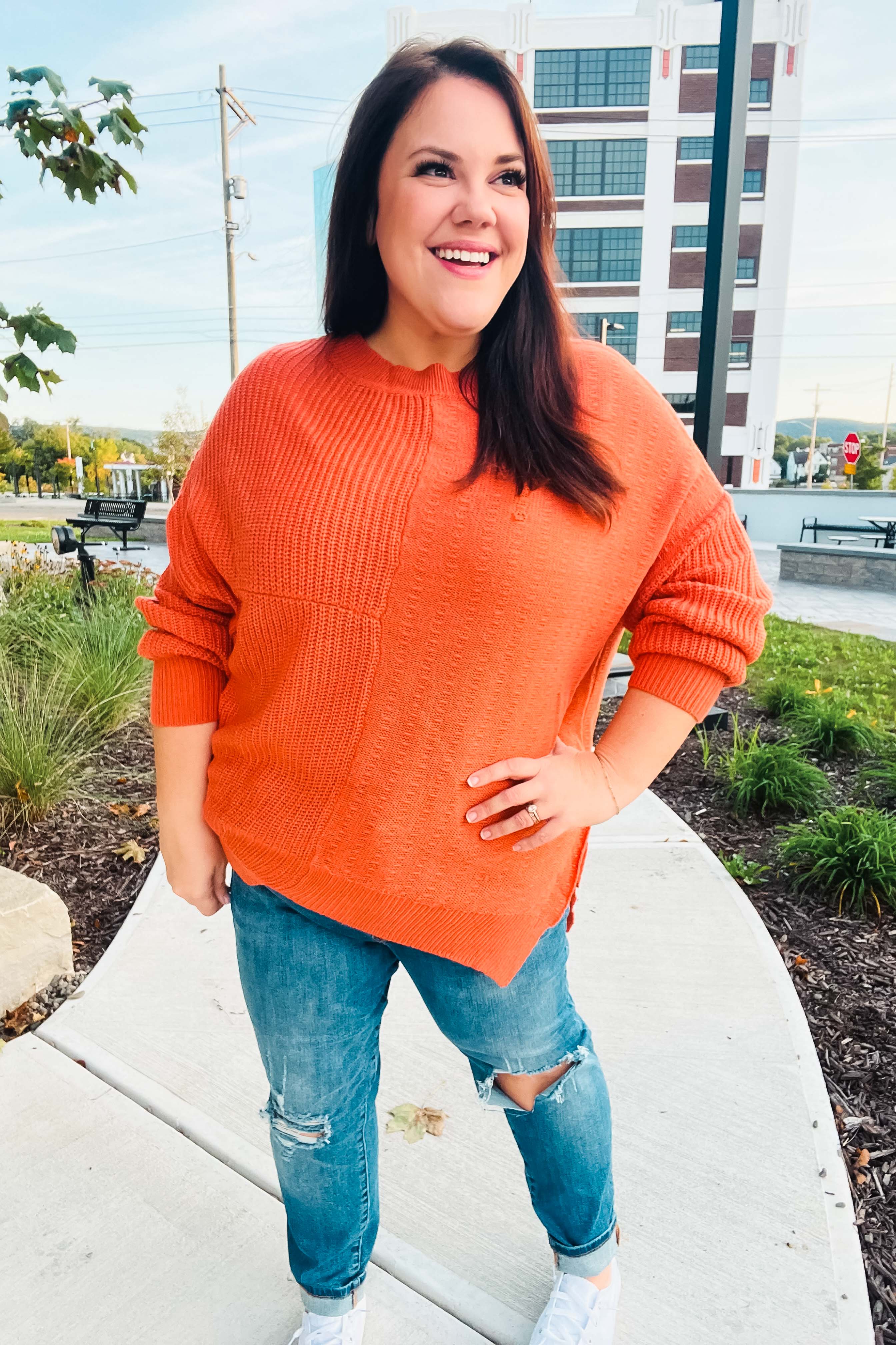 Vanessa | Autumn Vibes Pumpkin Asymmetrical Knit Sweater - Image 14