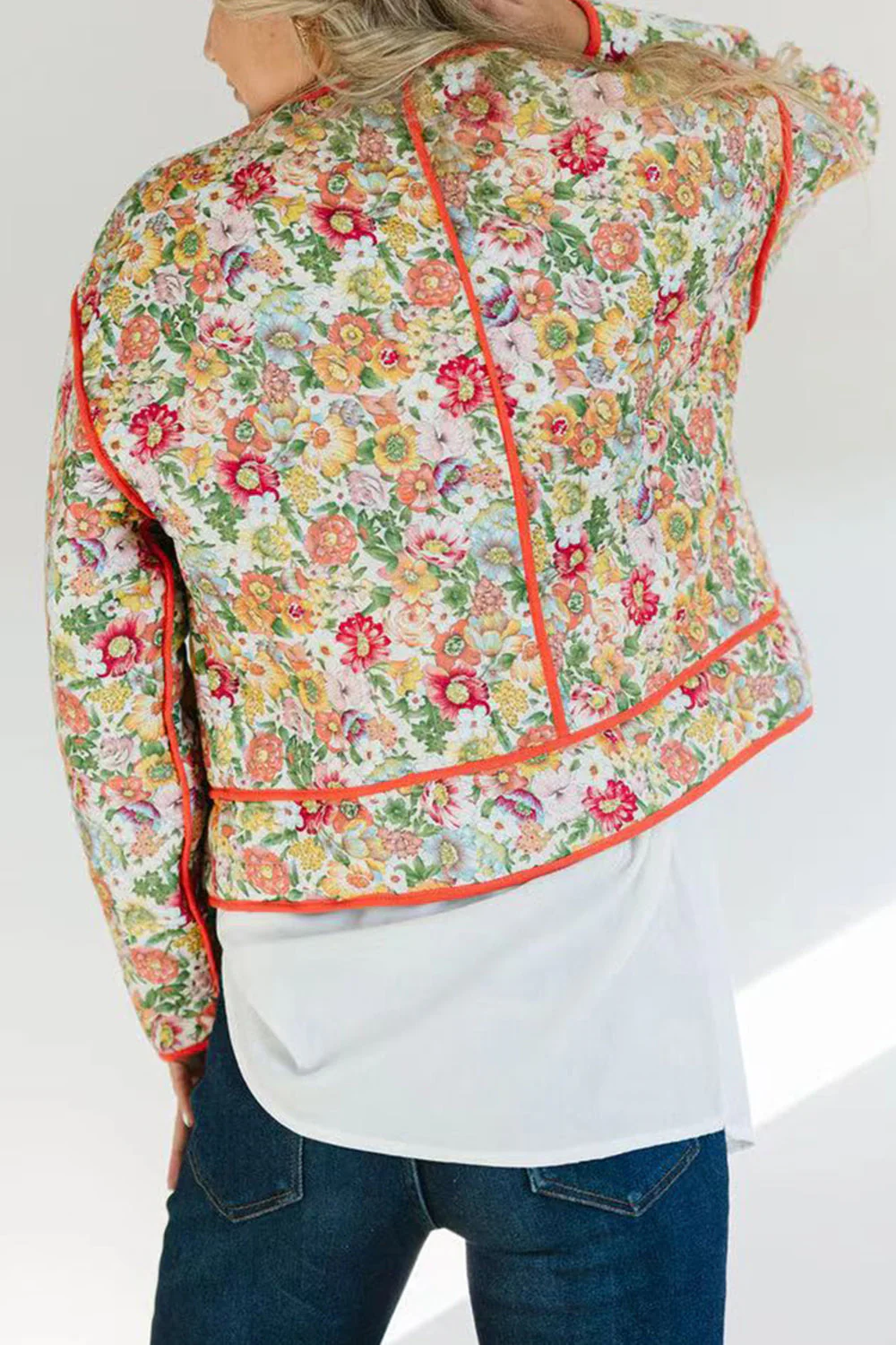 Vanessa | Floral winter coat with buttons and long sleeves - Image 2