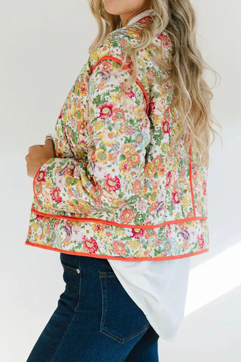 Vanessa | Floral winter coat with buttons and long sleeves - Image 3