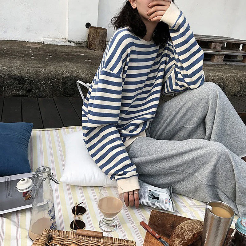 Vanessa | Retro striped long sleeve blouse