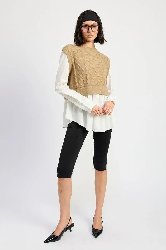 Vera | CABLE TWO FER SWEATER TOP - Image 4
