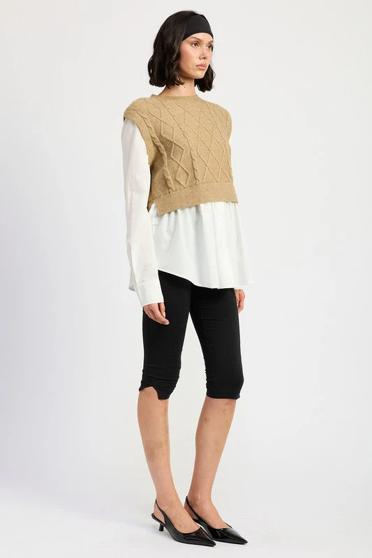 Vera | CABLE TWO FER SWEATER TOP - Image 5