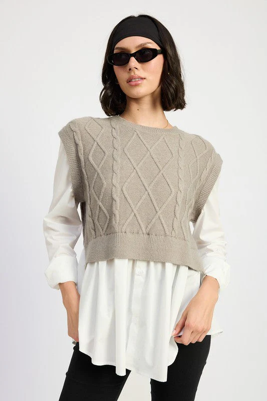 Vera | CABLE TWO FER SWEATER TOP - Image 7