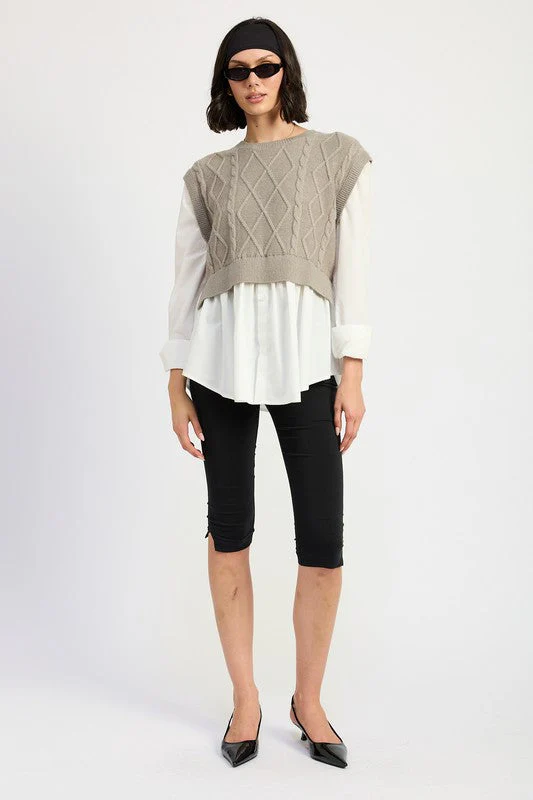 Vera | CABLE TWO FER SWEATER TOP - Image 9