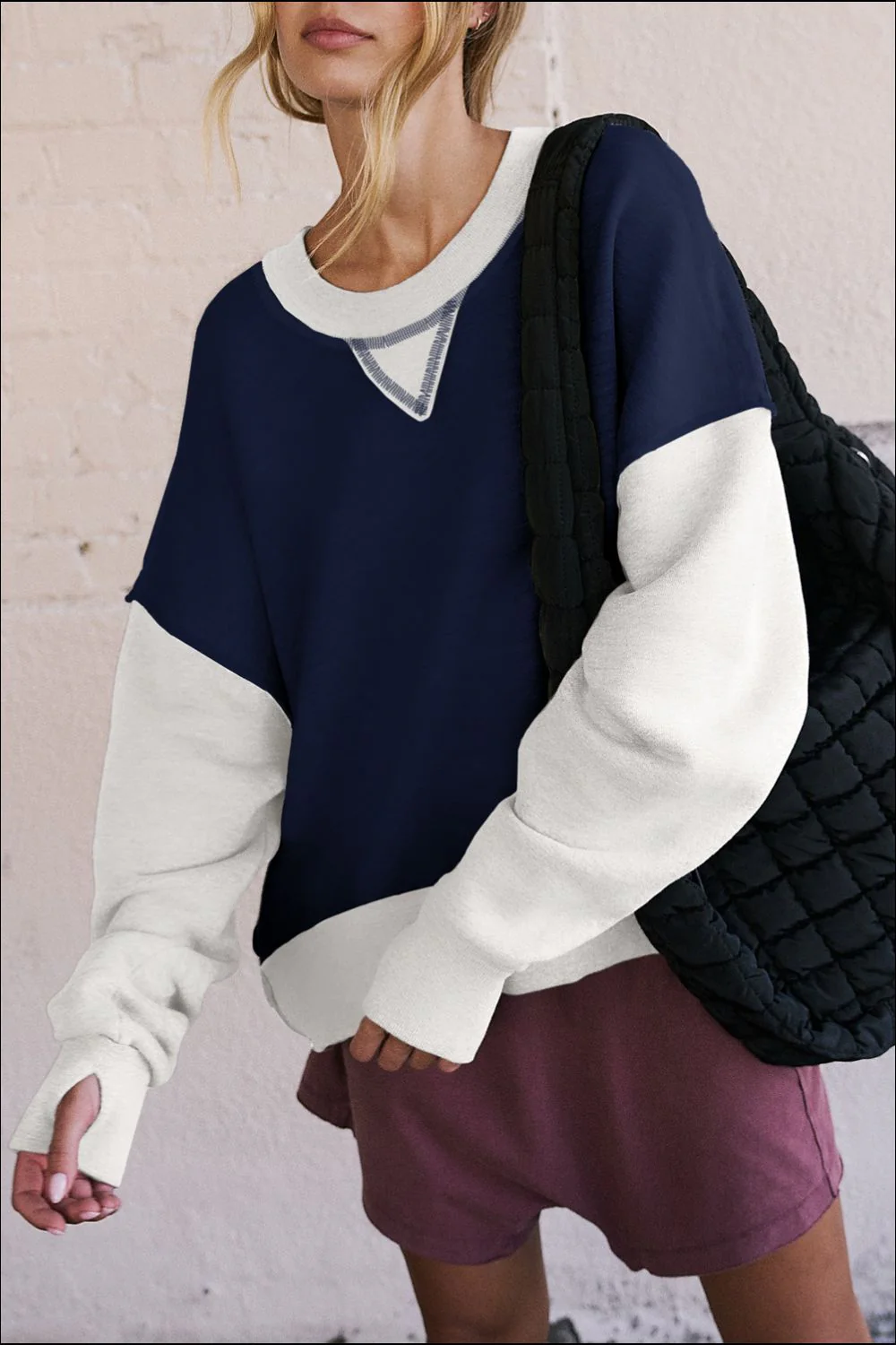 Vera | Color block sweatshirt with a crew neck and long sleeves - Image 12
