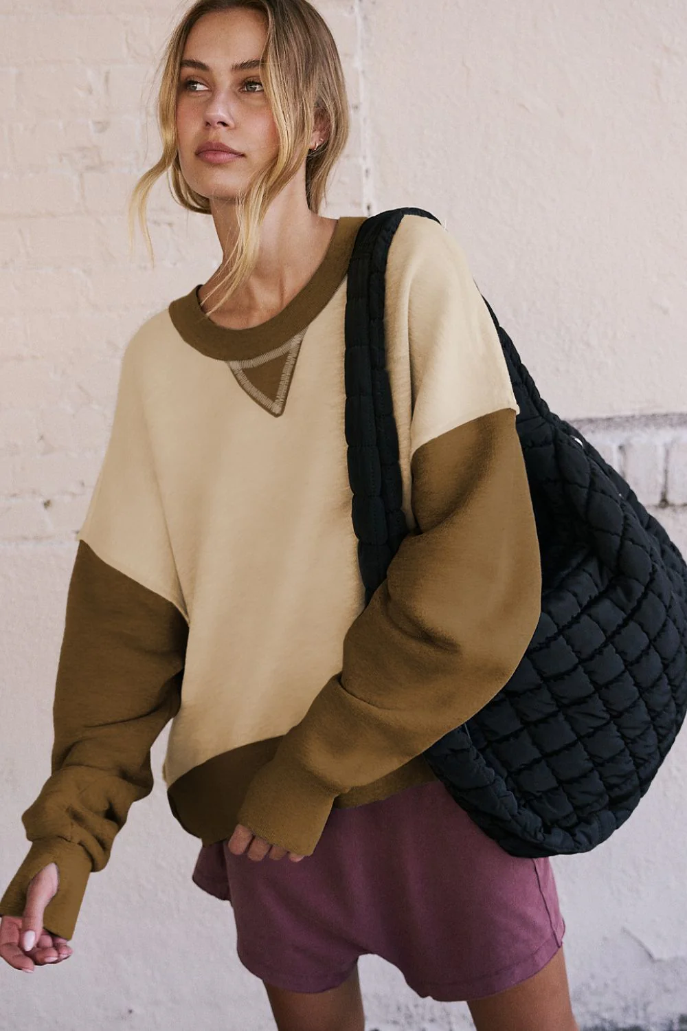 Vera | Color block sweatshirt with a crew neck and long sleeves - Image 8