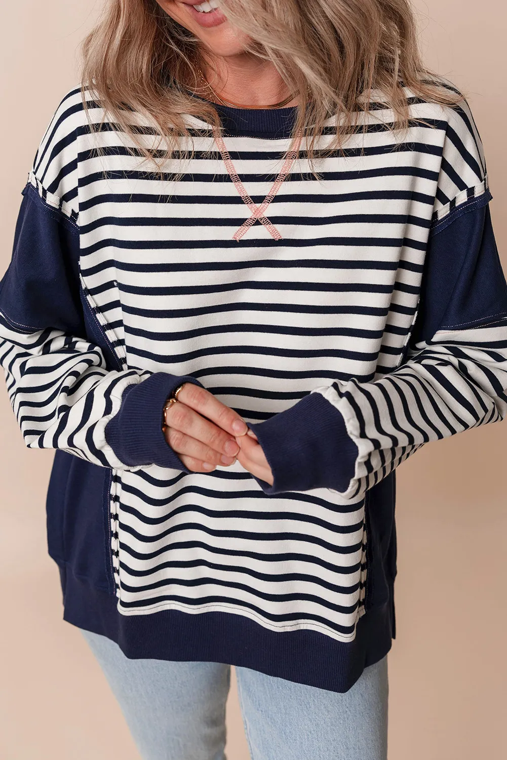 Vera | Striped long-sleeved crew neck sweatshirt