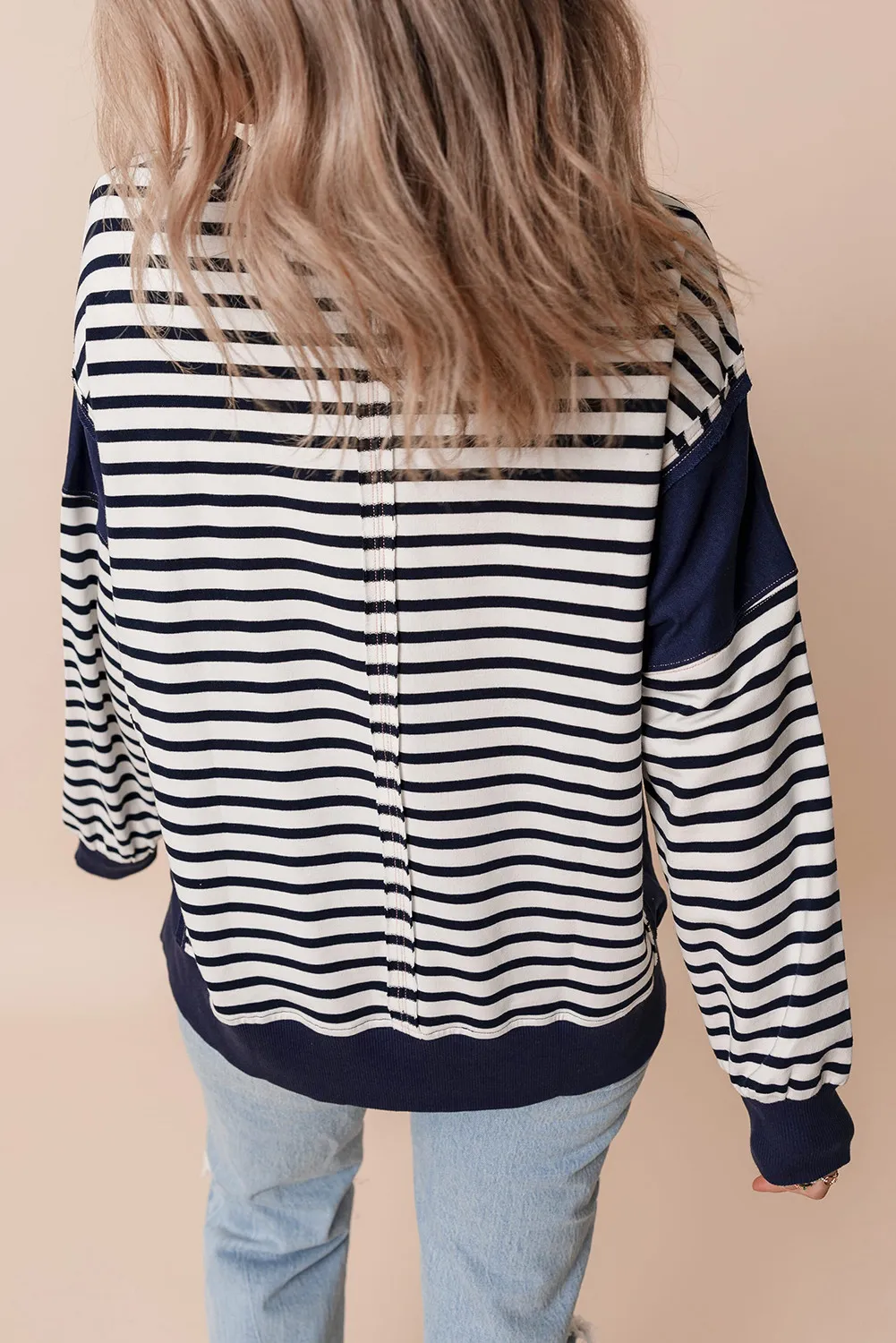 Vera | Striped long-sleeved crew neck sweatshirt - Image 2