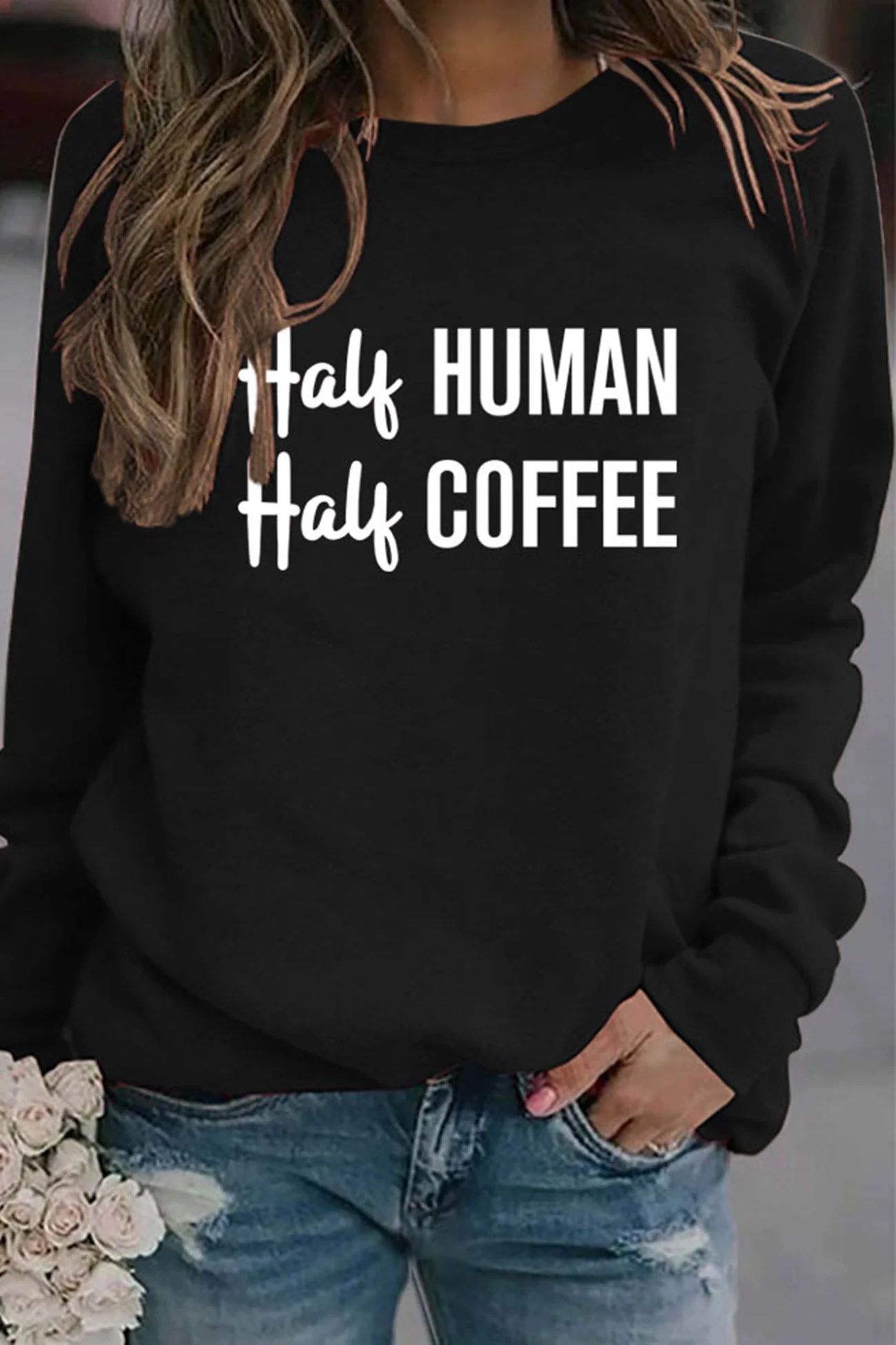 Verónica | Half coffee, half human printed sweatshirt - Image 2