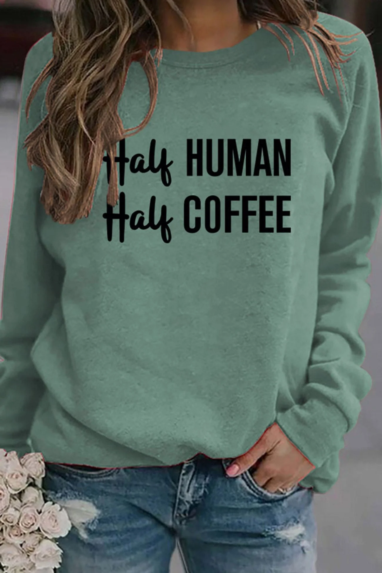Verónica | Half coffee, half human printed sweatshirt - Image 4