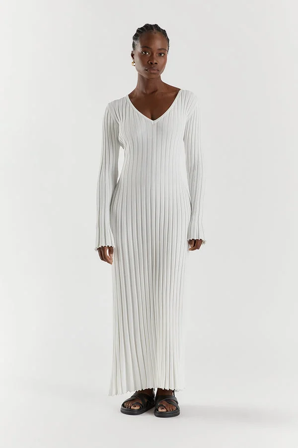 Verónica® | Midi Dress With V-Neck And Knitted Sleeves