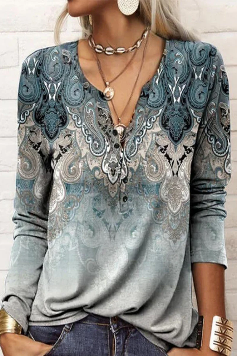 Victoria | Casual printed V-neck tops - Image 4