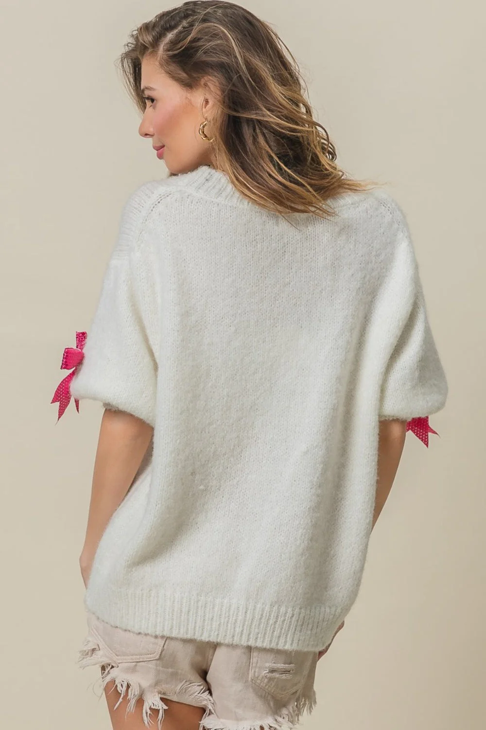 Victoria | Jumper with sequin bow and puff sleeves - Image 2