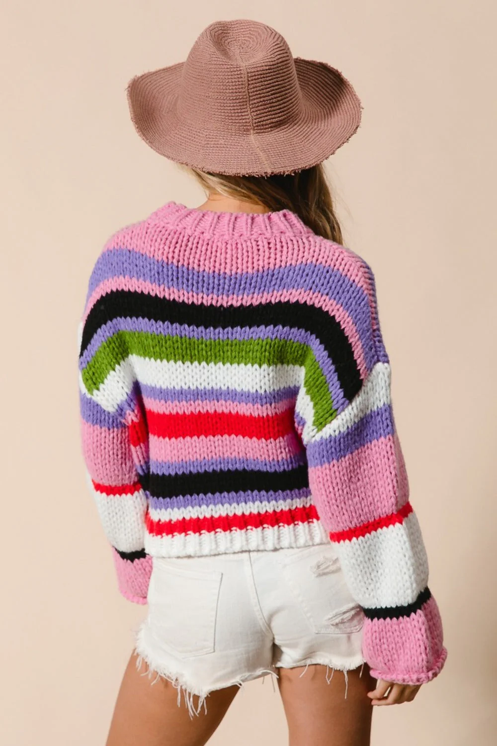 Victoria | Multicolored striped, cropped BiBi sweater - Image 2