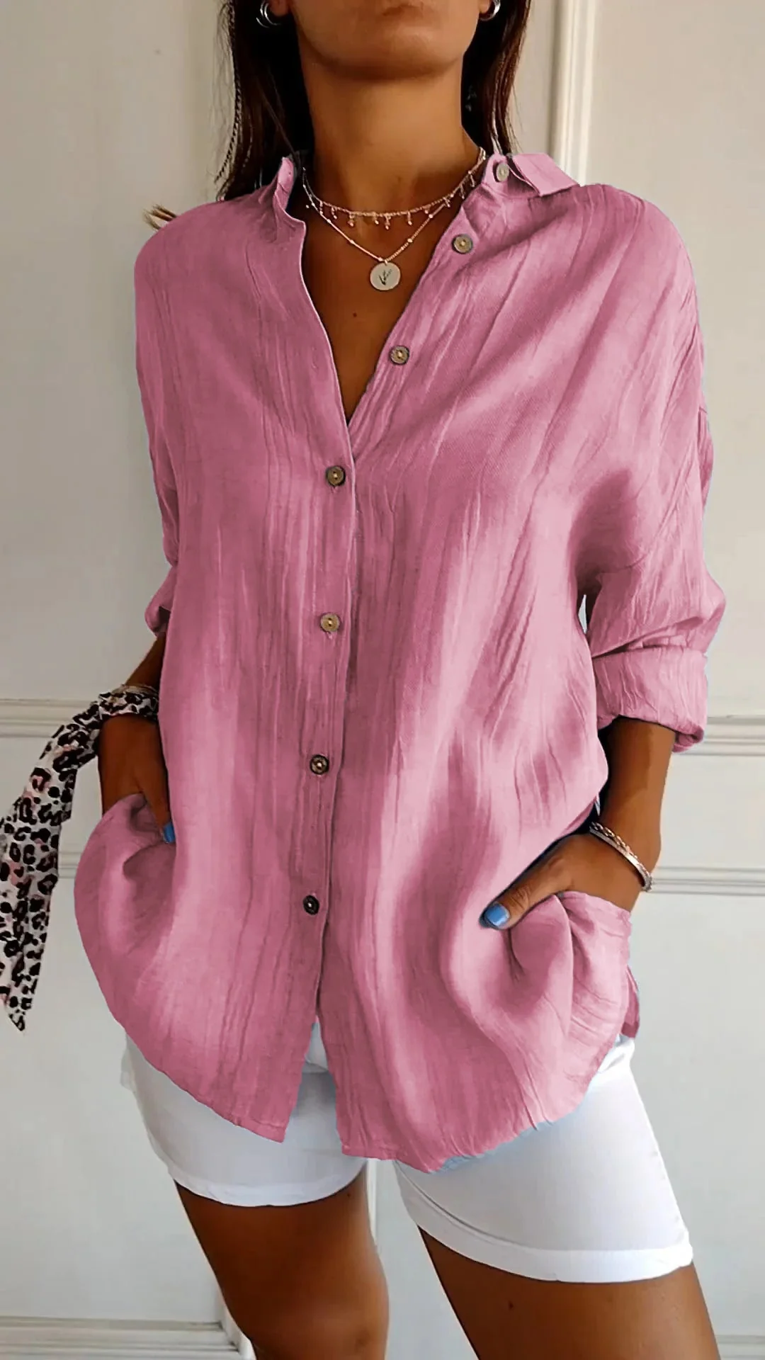 Vilma® | Sky Blue Linen Blouse - Image 3