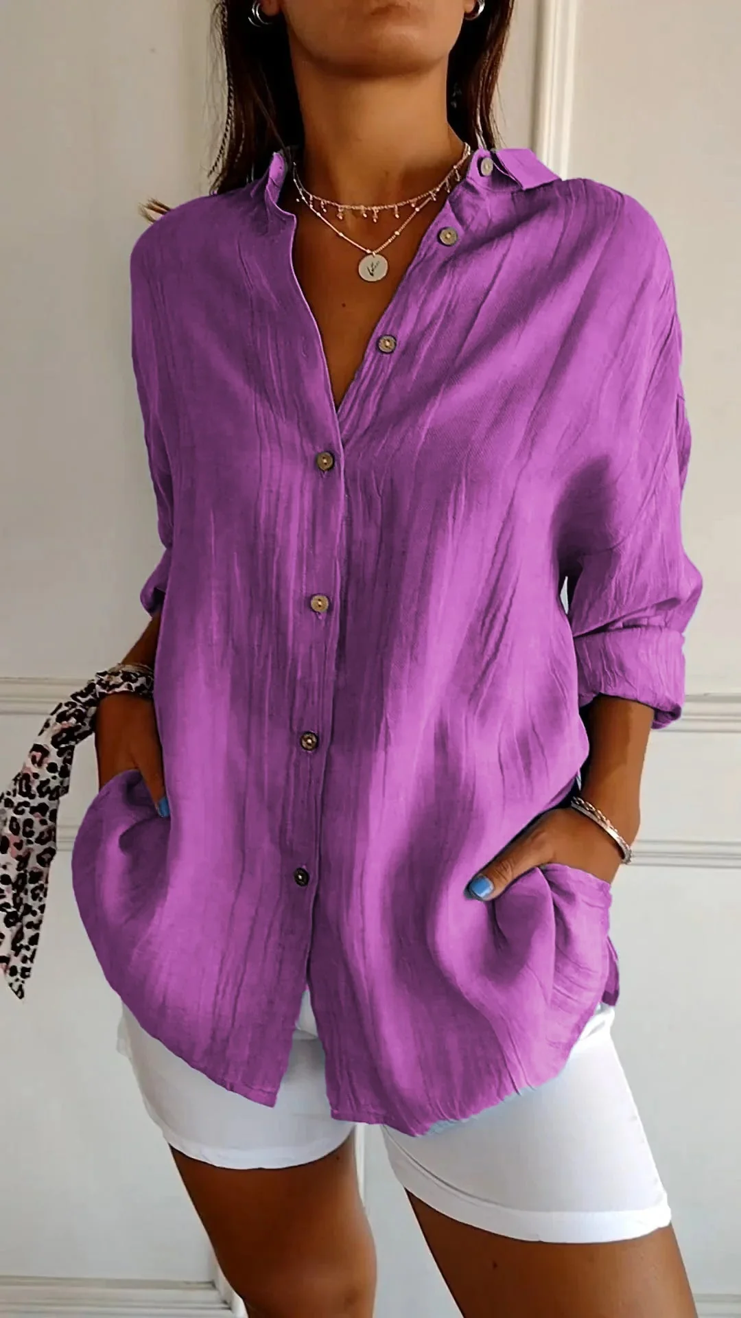 Vilma® | Sky Blue Linen Blouse - Image 9