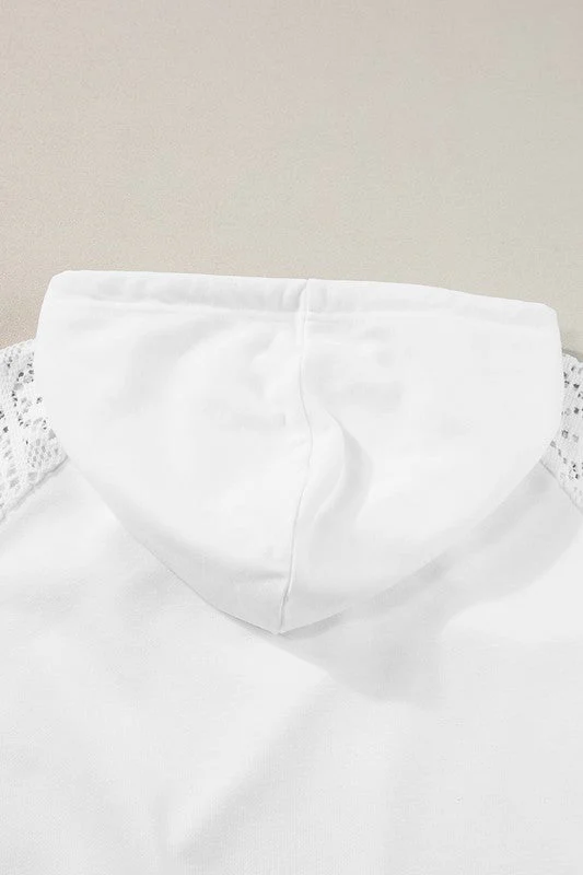 Viola | Women's hoodie with lace patchwork sleeves and drawstring - Image 10