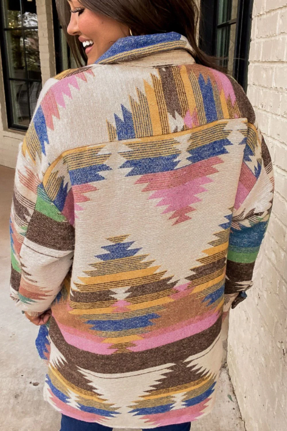 Violeta | Geometric long sleeve button down jacket - Image 6