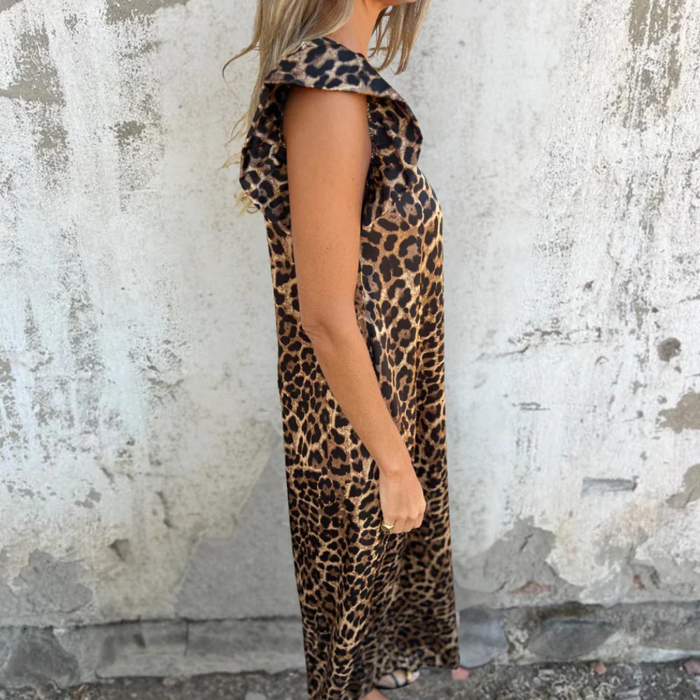 Violeta® | Leopard Print V-Neck Maxi Dress With Front Pocket - Image 6