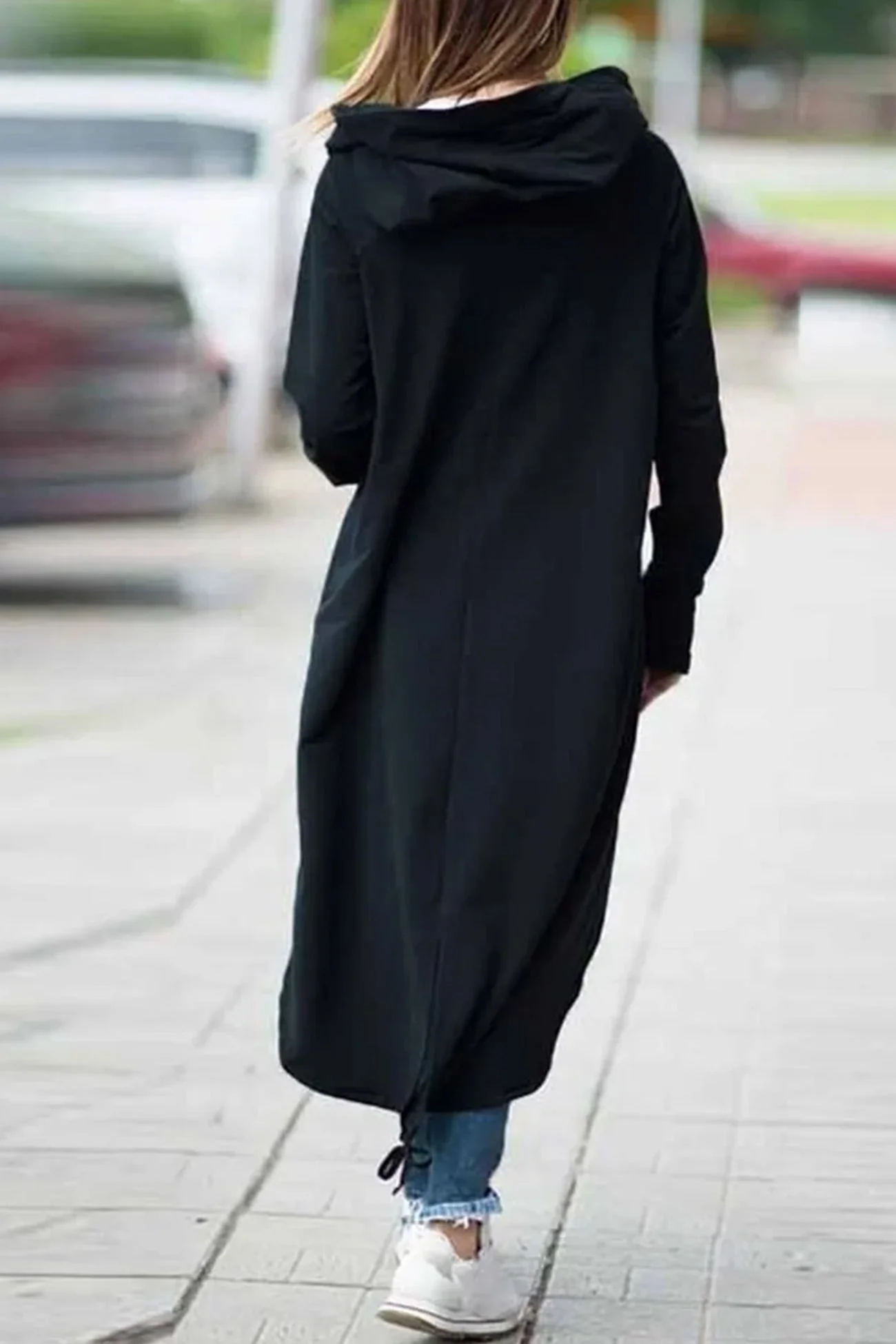 Violeta | Long hoodie with zip fastening and drawstring hem - Image 4