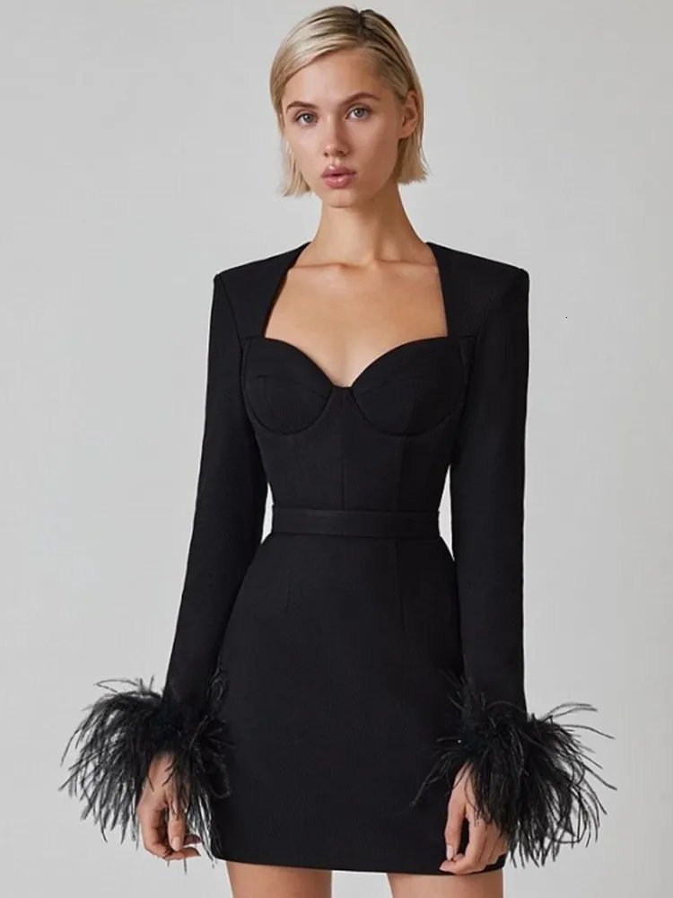 Violeta® | Women's Feather Bodycon Mini Dress