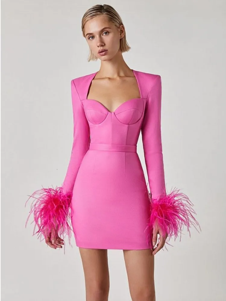 Violeta® | Women's Feather Bodycon Mini Dress - Image 3