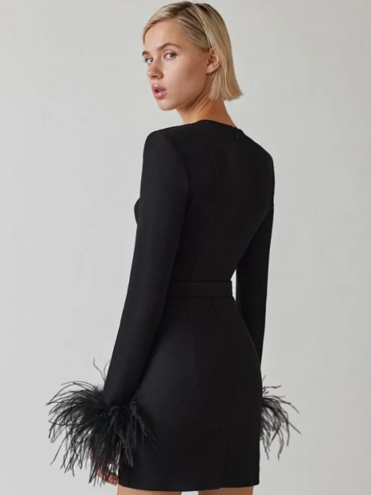 Violeta® | Women's Feather Bodycon Mini Dress - Image 4