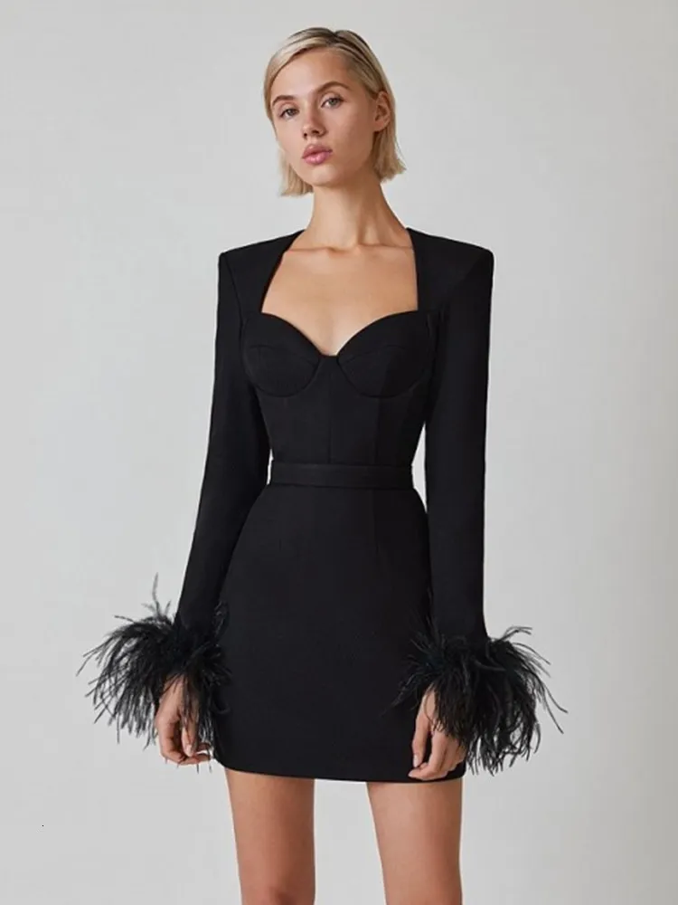 Violeta® | Women's Feather Bodycon Mini Dress - Image 5