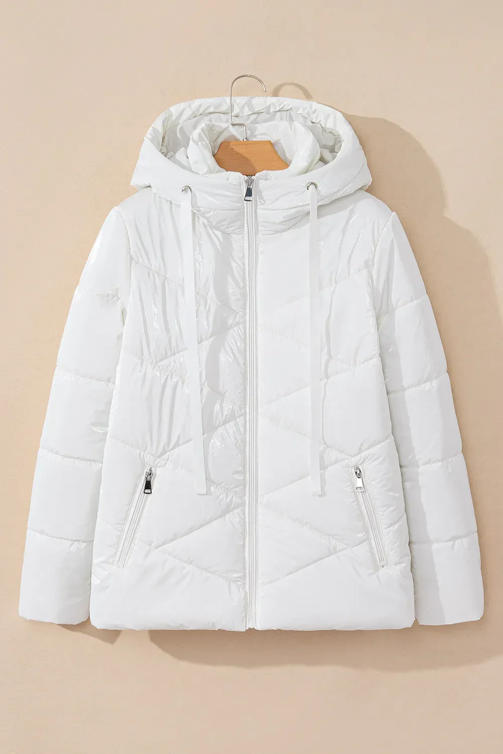 Virginia | Long sleeve winter coat with hood and drawstring and zip - Image 2