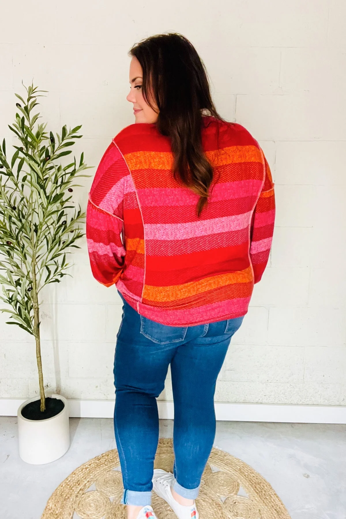 Vittoria | Be Bold Magenta striped button down collar top - Image 5