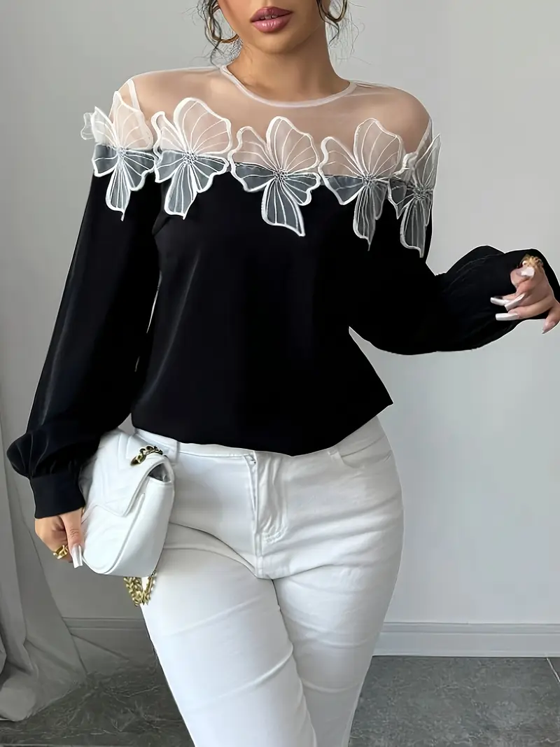 Vittoria® | Elegant Long-Sleeved Blouse Made Of Mesh Fabric