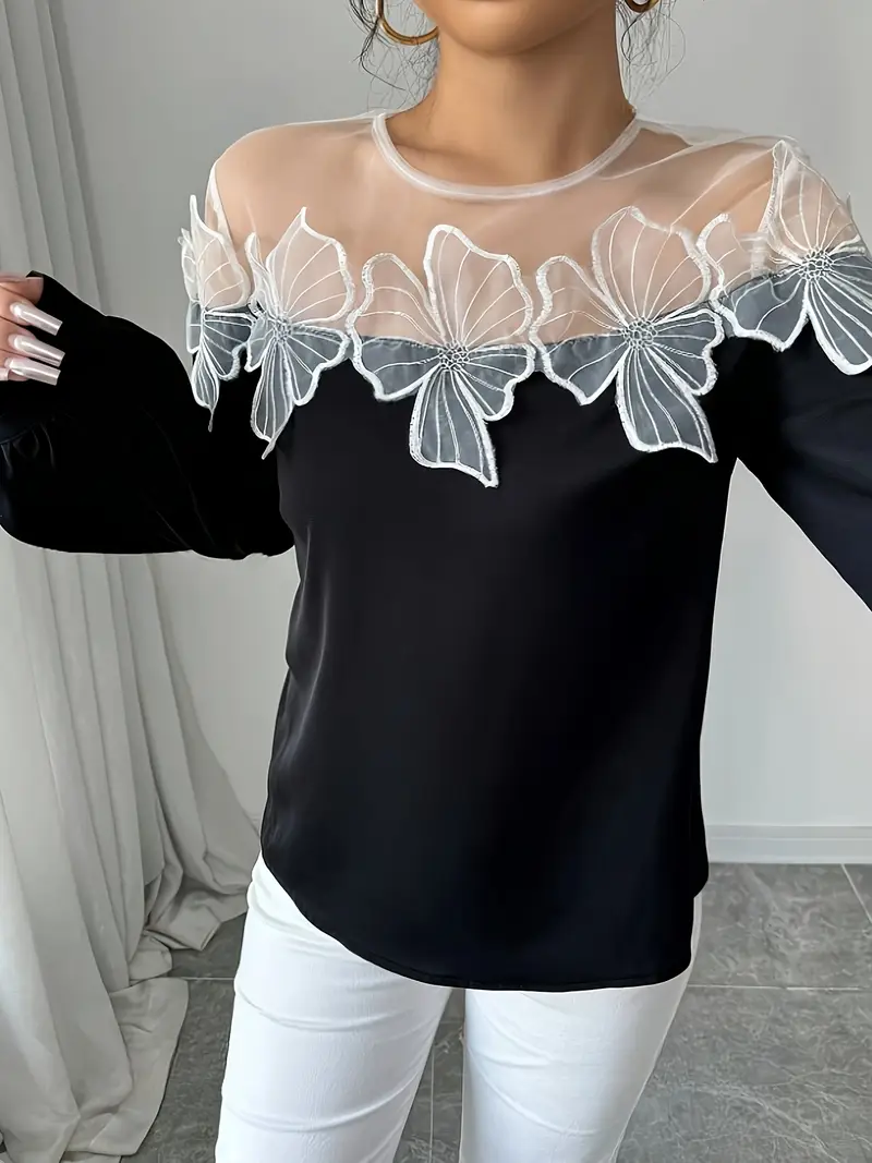Vittoria® | Elegant Long-Sleeved Blouse Made Of Mesh Fabric - Image 4